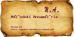 Mándoki Annamária névjegykártya